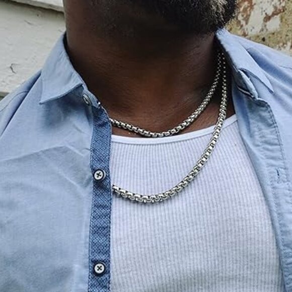 Stainless Steel Box Chain Necklace 7mm - Picture 3 of 3